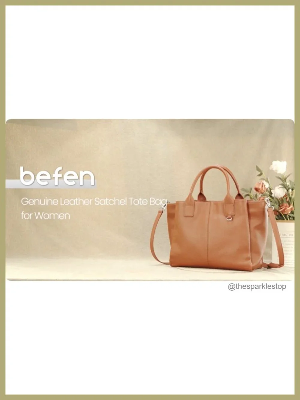 Genuine Leather Satchel Tote, Triple Pocket Top-Handle Crossbody Shoulder Bag